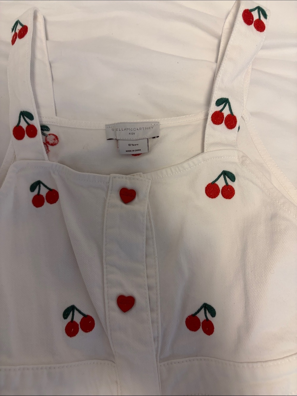 Stella McCartney Kids White Cherry-Embroidered Romper